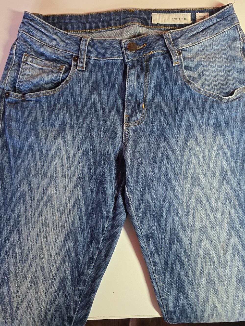 Vintage Sass & Bide Mojo-Kiko Chevrin Print Women's Skinny Jeans Size 26